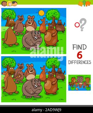 spot the differences game with wild animals Stock Photo - Alamy