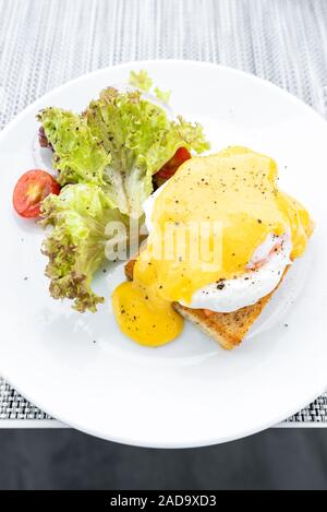 Salmon egg benedict Stock Photo
