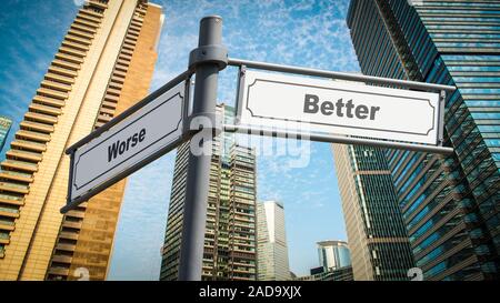Street Sign Better versus Worse Stock Photo