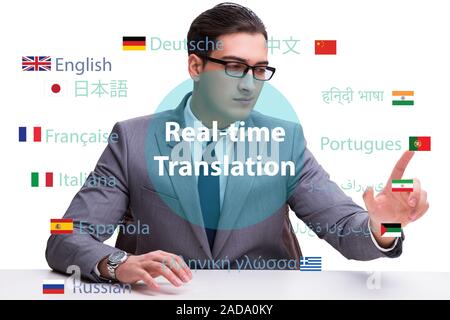 Concept of real time translation from foreign language Stock Photo