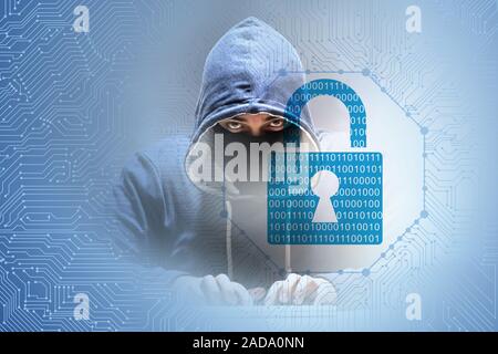 Young hacker in cybersecurty concept Stock Photo