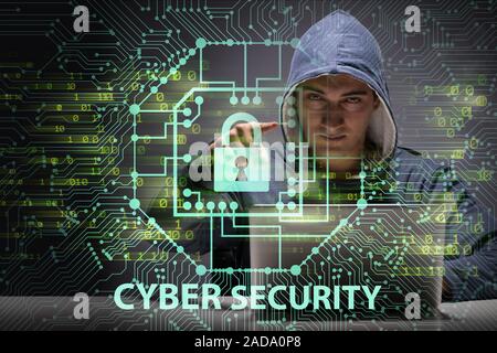 Young hacker in cybersecurty concept Stock Photo