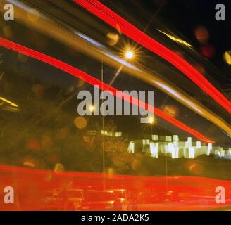 High exposure night time traffic Stock Photo