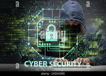 Young hacker in cybersecurty concept Stock Photo