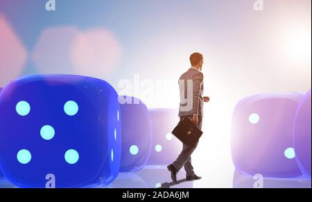 Businessman walking away from random chances of success Stock Photo