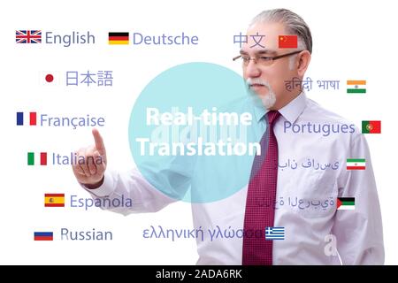 Concept of real time translation from foreign language Stock Photo