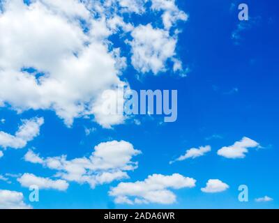 Blue sky with many clouds background with space. Stock Photo