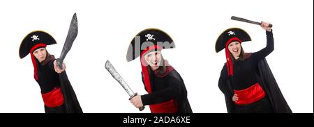 Woman pirate isolated on white Stock Photo