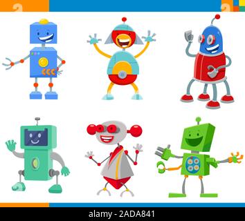 Cartoon Robots and Droids Characters Set Stock Photo