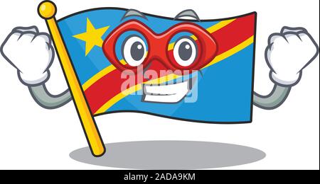 A cartoon of flag democratic republic wearing costume of Super hero Stock Vector