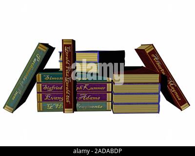 Books stack with different books Stock Photo