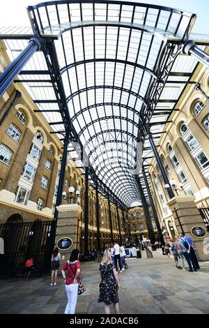 Hay's Galleria is an old warehouse converted to a modern shopping and office complex near the river Thames in London, England. Stock Photo