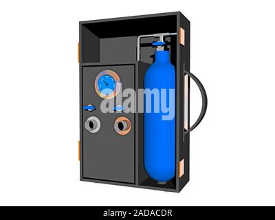 Oxygen cylinder in doctor's case for emergencies Stock Photo