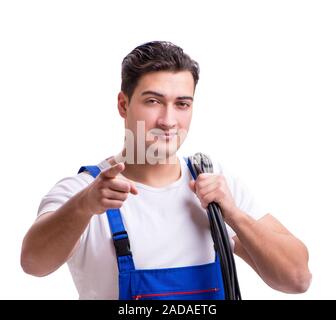 Man doing electrical repairs Stock Photo