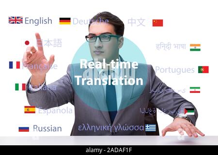 Concept of real time translation from foreign language Stock Photo