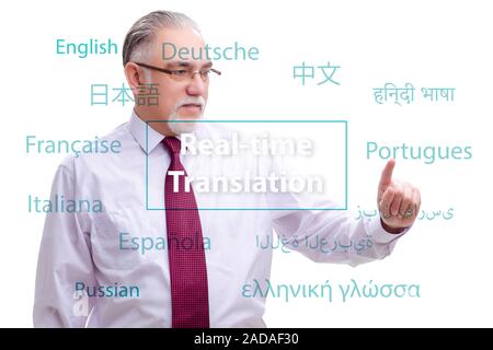 Concept of real time translation from foreign language Stock Photo