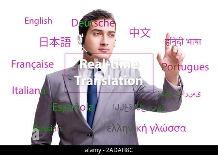 Concept of real time translation from foreign language Stock Photo