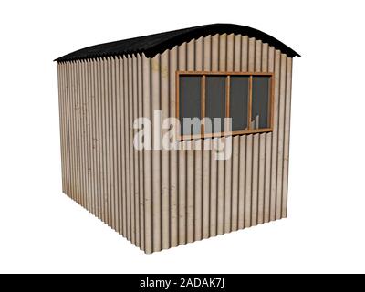Corrugated iron hut as tool shed Stock Photo