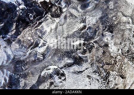 Glacier ice piece on black sand beach, close-up, Diamond Beach, Breidamerkursandur, Iceland, Europe Stock Photo