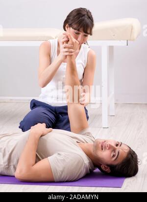 Patient recovering in hospital after injury trauma Stock Photo