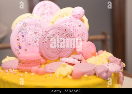 Candy bar. A big cake and sweets on the table Stock Photo