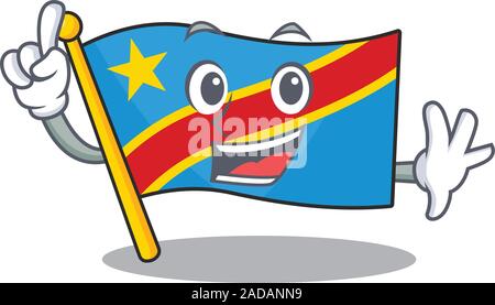 Finger flag democratic republic in mascot cartoon character style Stock Vector