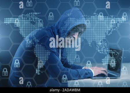 Hacker in digital security concept Stock Photo