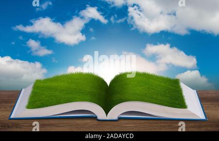 Open book in paper recycling concept - 3d rendering Stock Photo