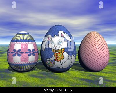 Easter eggs with colorful painting Stock Photo