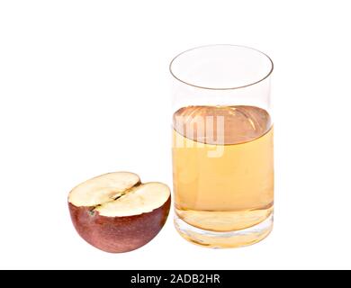 Glass of natural apple juice and sections of apple Stock Photo