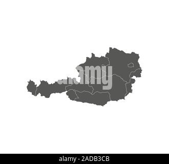 Austria map, states border map. Vector illustration. Stock Vector