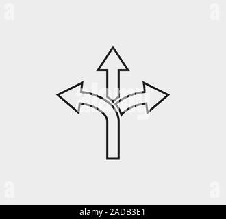 Arrow, three way, direction icon. Vector illustration, flat design Stock Vector