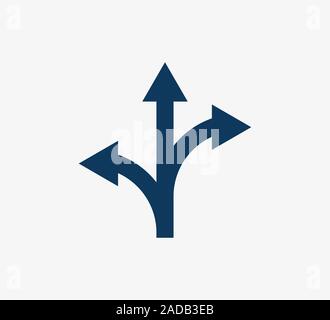 Arrow, three way, direction icon. Vector illustration, flat design Stock Vector