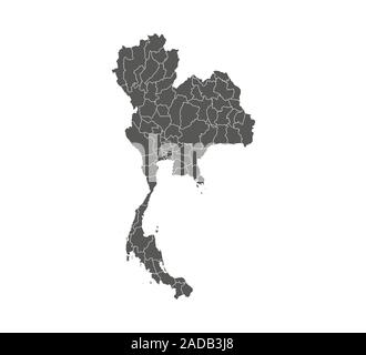 Thailand map, states border map. Vector illustration. Stock Vector