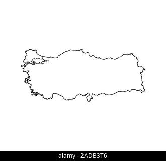 Turkey map on white background. Vector illustration. Outline. Stock Vector