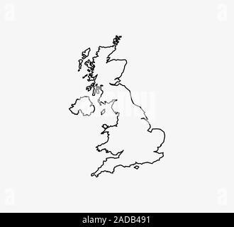 United Kingdom map on white background. Vector illustration. Outline. Stock Vector