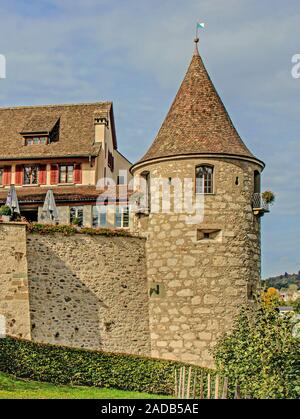 Castle Laufen at the Rhine Falls near Schaffhausen, Switzerland Stock Photo