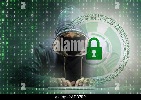 Young hacker in cybersecurty concept Stock Photo