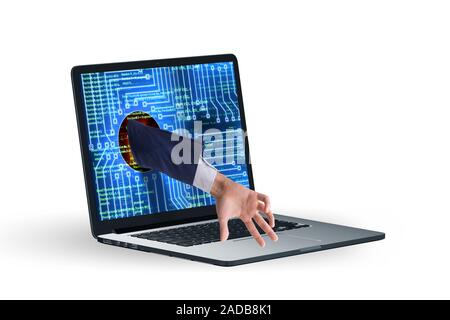 Hacker man trying to steal personal data Stock Photo