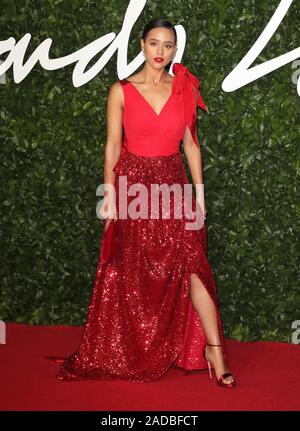 London, UK. 02nd Dec, 2019. LONDON, UNITED KINGDOM, DECEMBER 2, 2019:Nathalie Emmanuel on the red carpet during The Fashion Awards at Royal Albert Hall in London. Credit: SOPA Images Limited/Alamy Live News Stock Photo