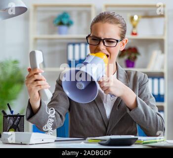 Female Businesswoman boss accountant working in the office Stock Photo