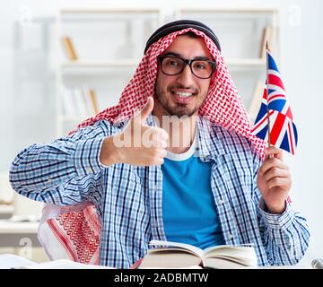 Arab student studying english language Stock Photo