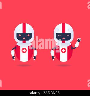 Medical friendly android robot character. Cute and smile AI robot. Stock Vector