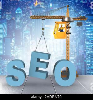 Search engine optimisation concept with crane Stock Photo
