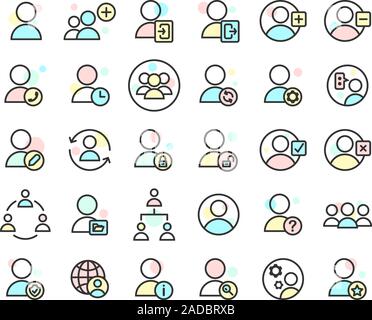 Users filled outline icon set. Vector and Illustration. Stock Vector