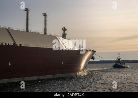 tanker entering the port Stock Photo