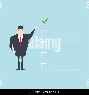 Businessman with important checklist. Stock Vector