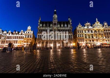 Grand Place in Brussels at night, Belgium Stock Photo