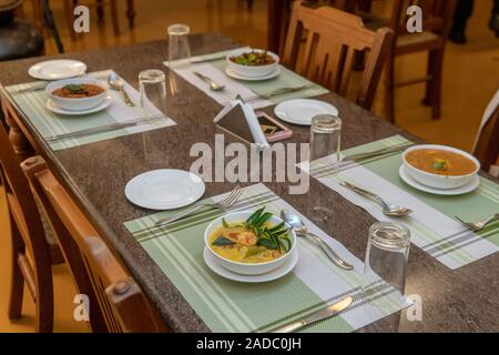 South Indian Food Being Served on Table in Fort Kochi, India Stock Photo