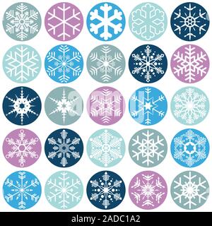 collection of different abstract snow flakes for christmas and winter time concepts Stock Vector